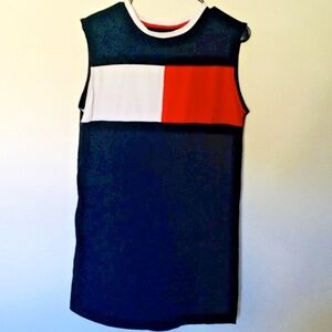 Tommy Hilfiger Cotton Stretch Flag Logo Colorblock Mini Shirt Dress, S, EUC